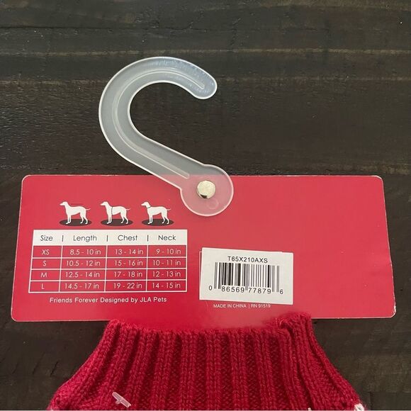 Friends Forever Dog Apparel Red & White Christmas Sweater XS NWT - Picture 5 of 5